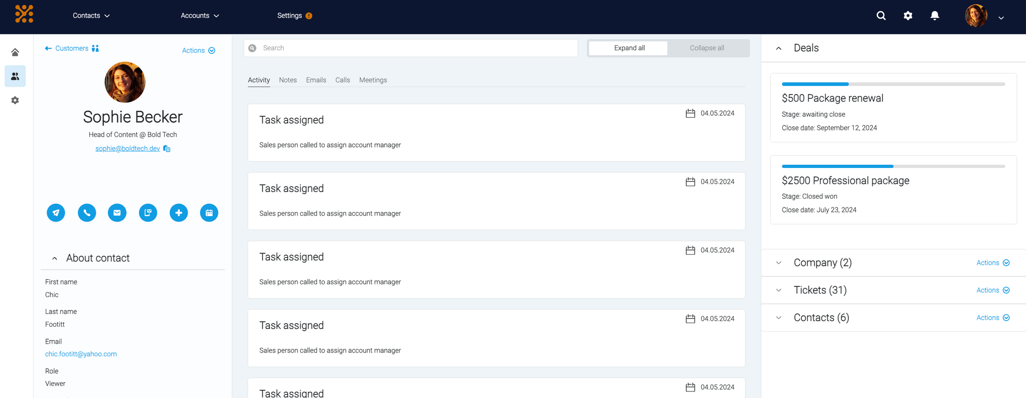 Hubspot-inspired UI: CRM Template (Retool UI inspiration & template)