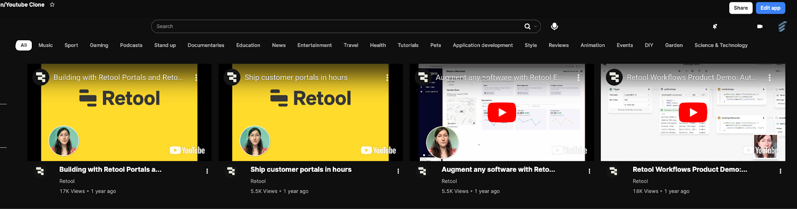 How we built YouTube in Retool (Retool UI inspiration & template)
